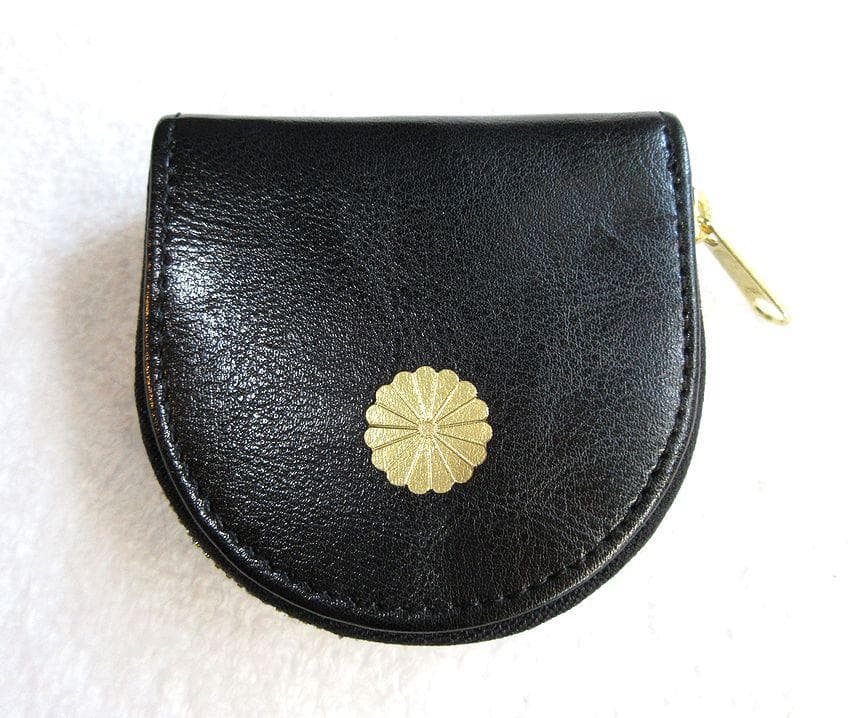 新品　皇居限定　本革ケース　人気黒　小銭入　菊葉文化協会