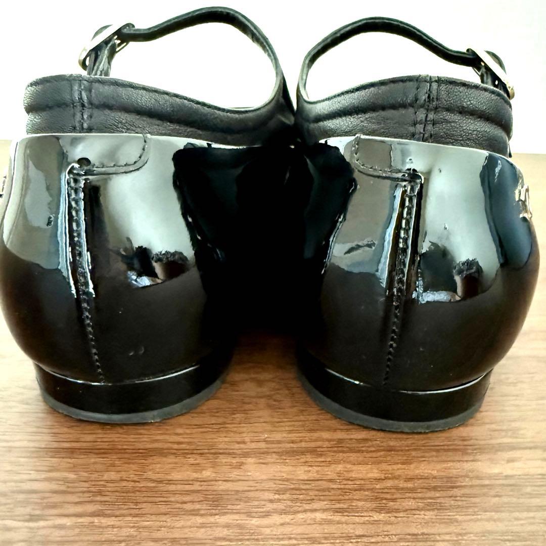 美品 CHANEL シャネル ストラップシューズ バレエシューズ ブラック 39