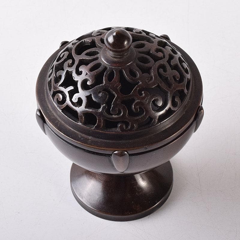 マル 茶道具　釜師　根来実三作　唐銅　火屋蓋置　共箱　V R8718