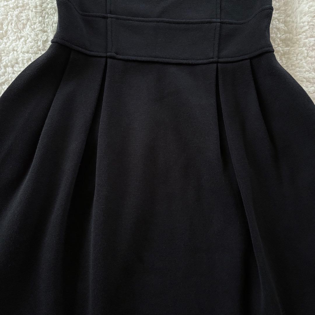 美品✨フォクシー 襟付き ニットワンピース ノースリーブ フレア 黒
