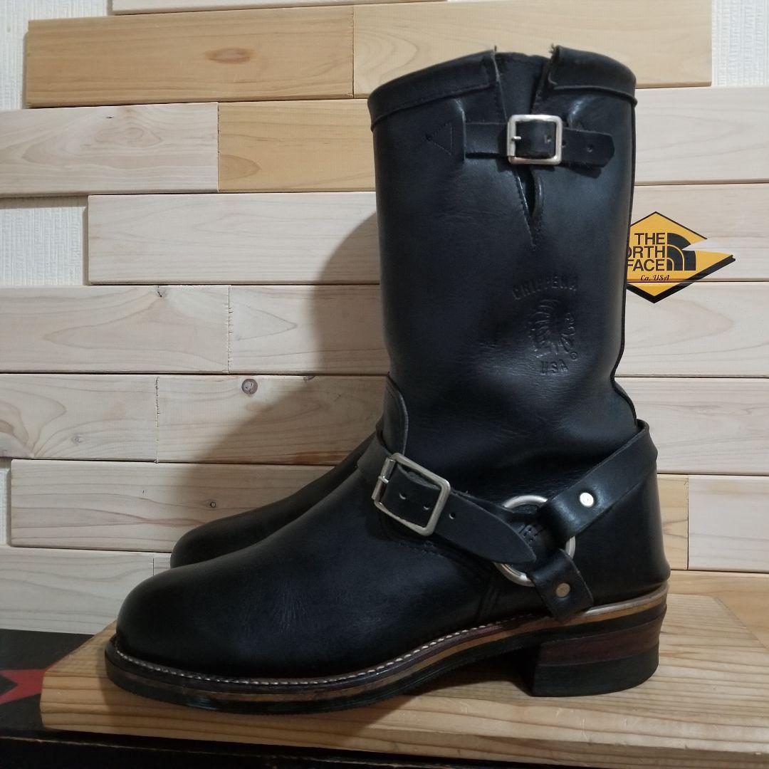 美品 80s　CHIPPEWA　エンジニア　リングブーツ　黒プリントタグ　28