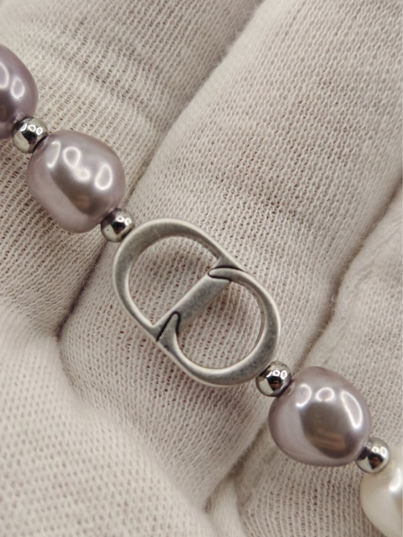 DIOR パールネックレス＆ブレスレット 2点セット シルバー　美品