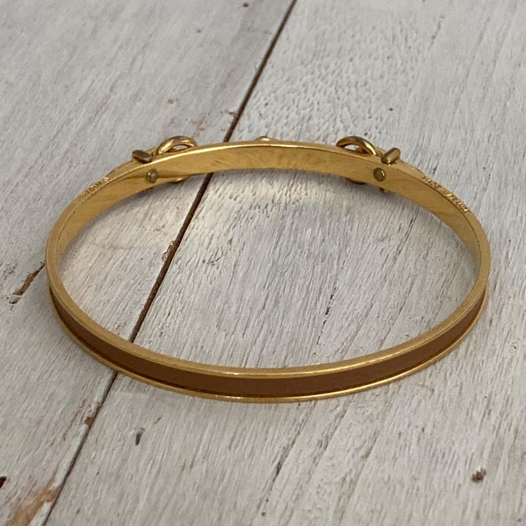 HERMES エルメス バングル レザー ブラウン × ゴールドカラー