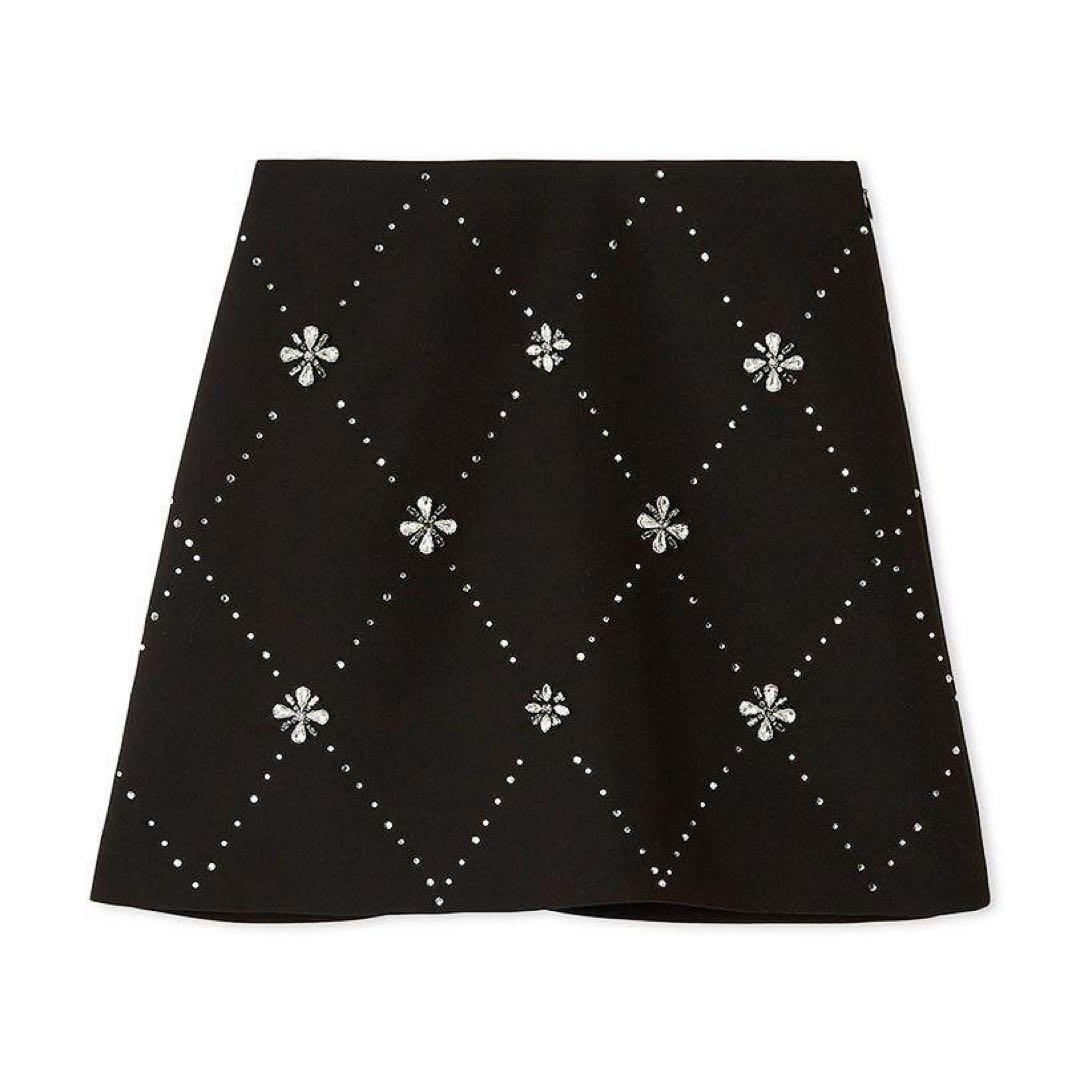 [L.B CANDY STOCK]フラワービジューミニスカート