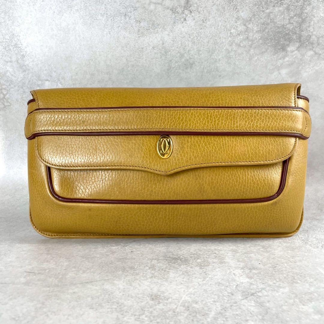 カルティエ マストライン　マスタード　 クラッチバッグ 　 レザー 2way