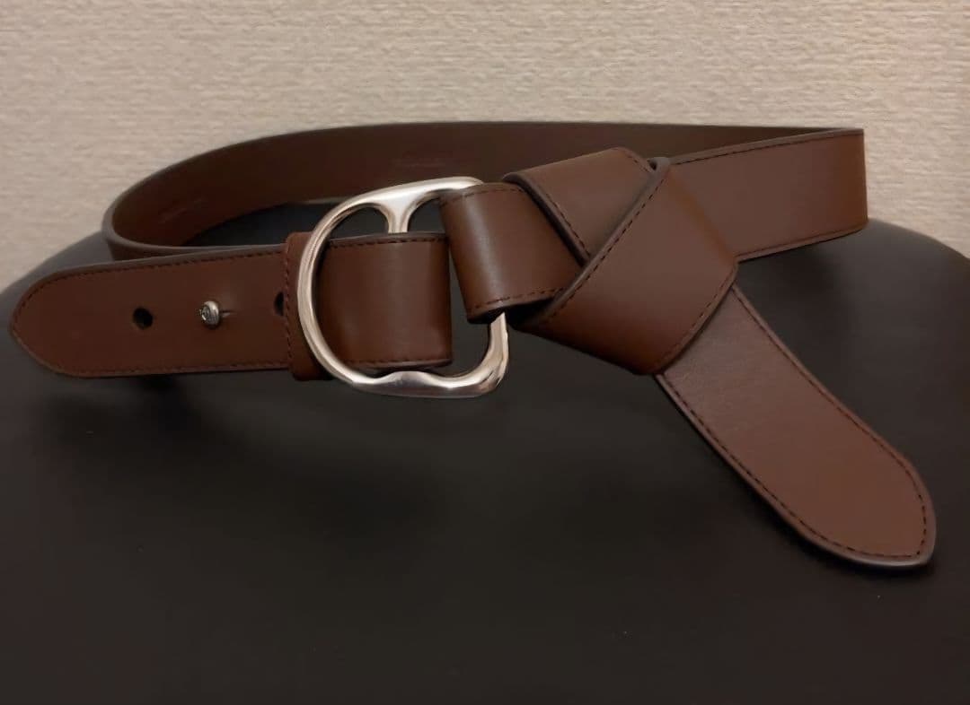 ブラウンレザーベルト クロスデザイン