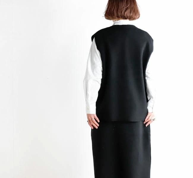 【新品タグ付】mizuiro ind ミズイロインド 襟付きワイドベスト 黒