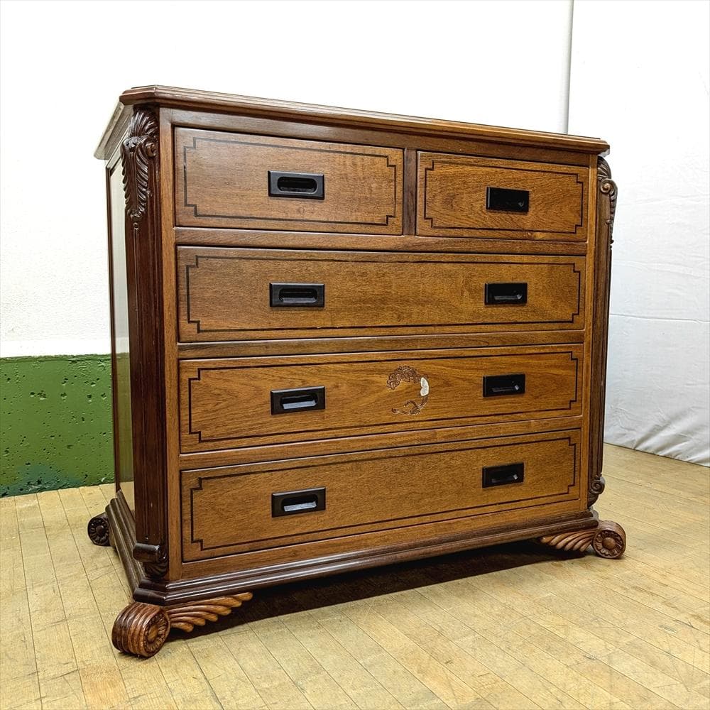 美品　唐木　花梨　カリン　無垢　チェスト　箪笥　タンス　たんす　引出し　ドロワー