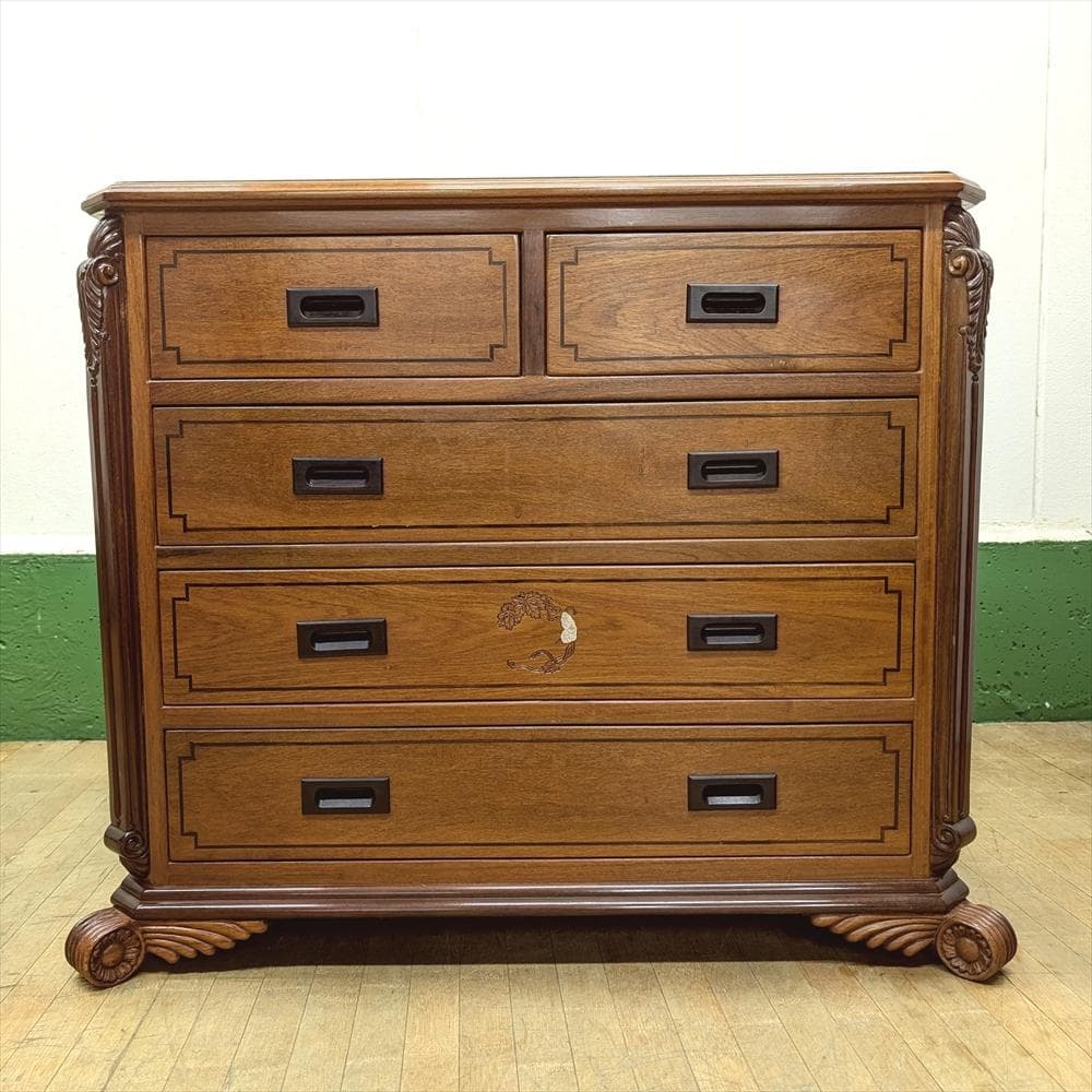 美品　唐木　花梨　カリン　無垢　チェスト　箪笥　タンス　たんす　引出し　ドロワー