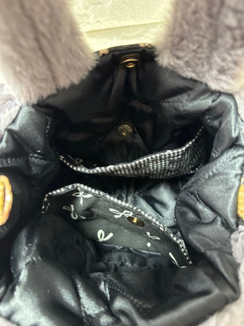 黒*こ様 コヤンイサムチョン　ファーバッグ　グレー　クラウディちゃん　ヒョウ柄う