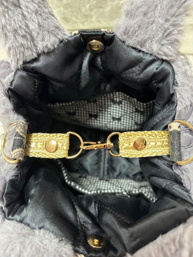 黒*こ様 コヤンイサムチョン　ファーバッグ　グレー　クラウディちゃん　ヒョウ柄う