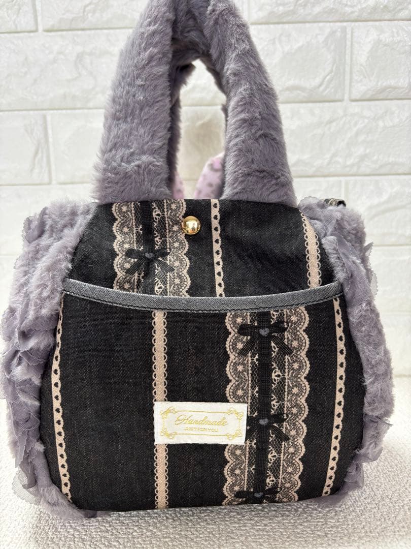 黒*こ様 コヤンイサムチョン　ファーバッグ　グレー　クラウディちゃん　ヒョウ柄う