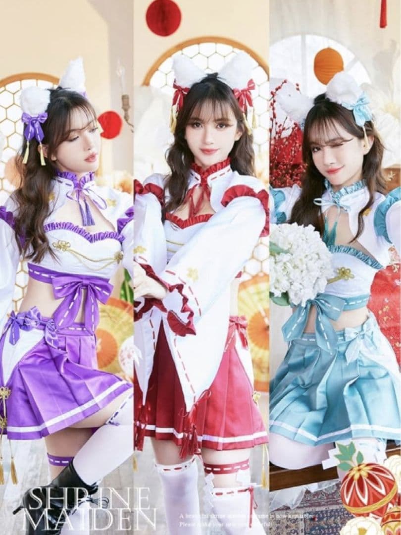 新品♡マリームーン Malymoon フリル巫女キャットセットアップ パープル