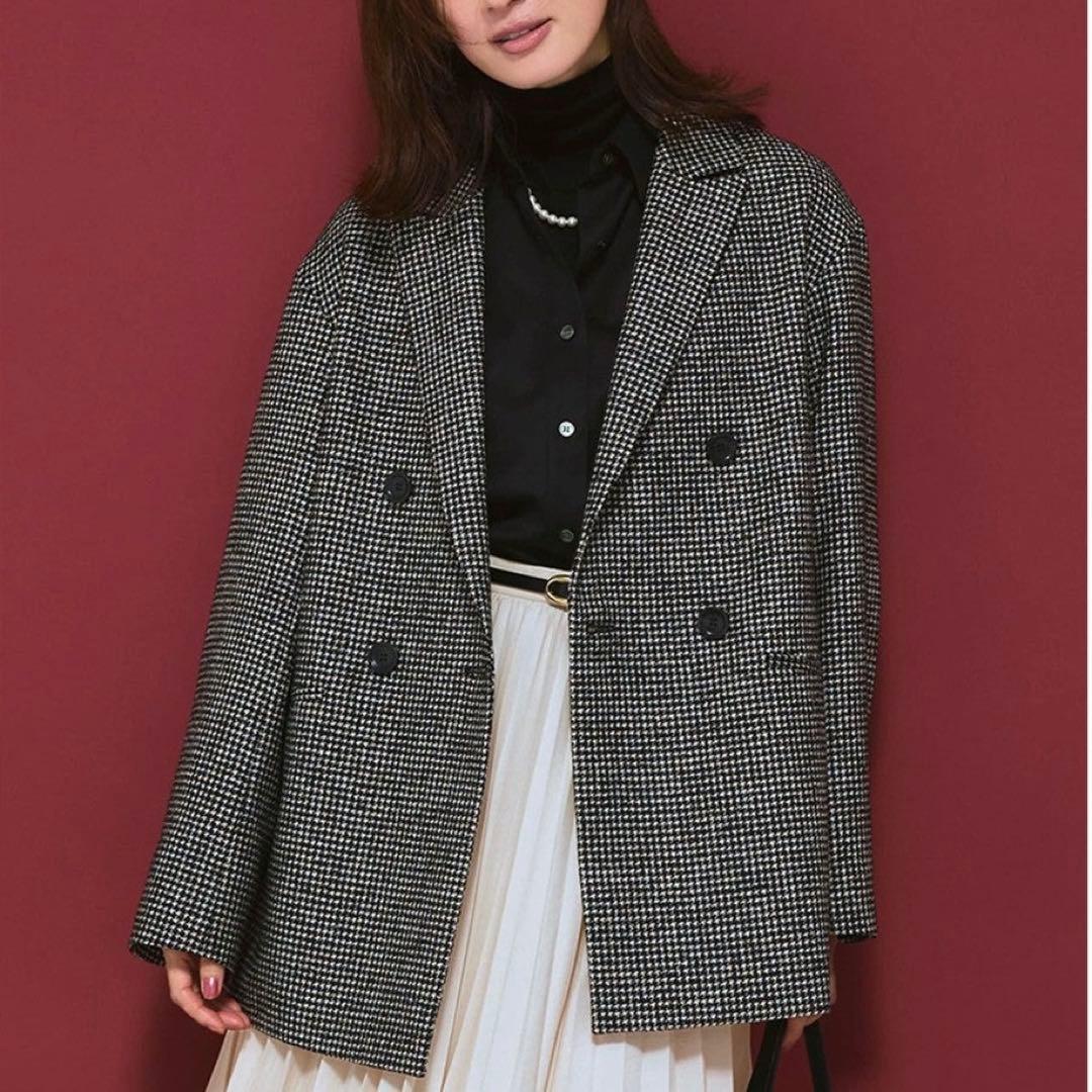 【新品】23区 見上愛着用 ループミックスツイード ダブル ジャコット 32