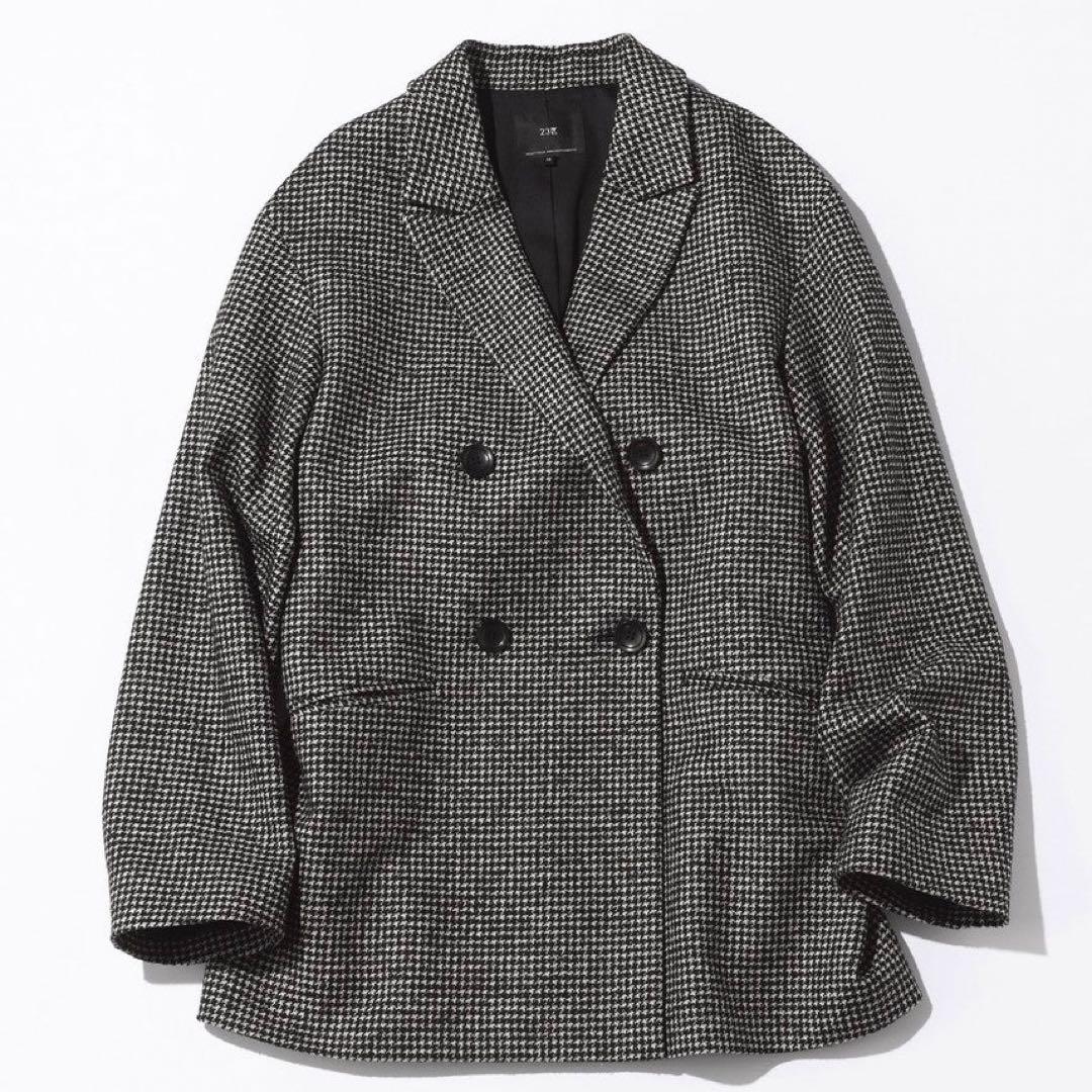 【新品】23区 見上愛着用 ループミックスツイード ダブル ジャコット 32