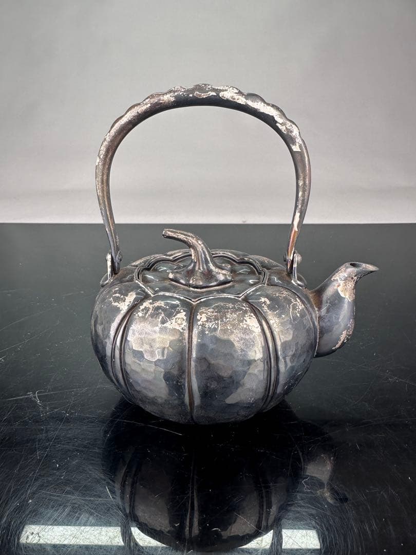 松榮堂 銀製 かぼちゃ型水差しと茶碗5個セット