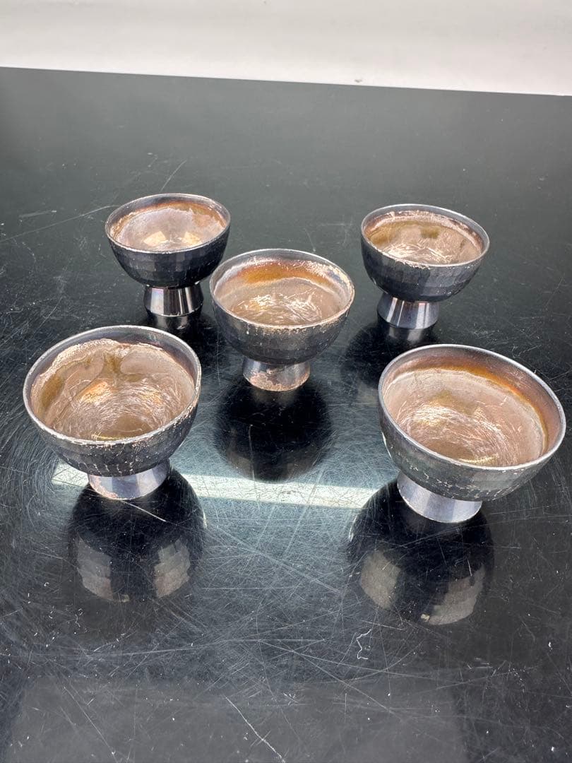 松榮堂 銀製 かぼちゃ型水差しと茶碗5個セット