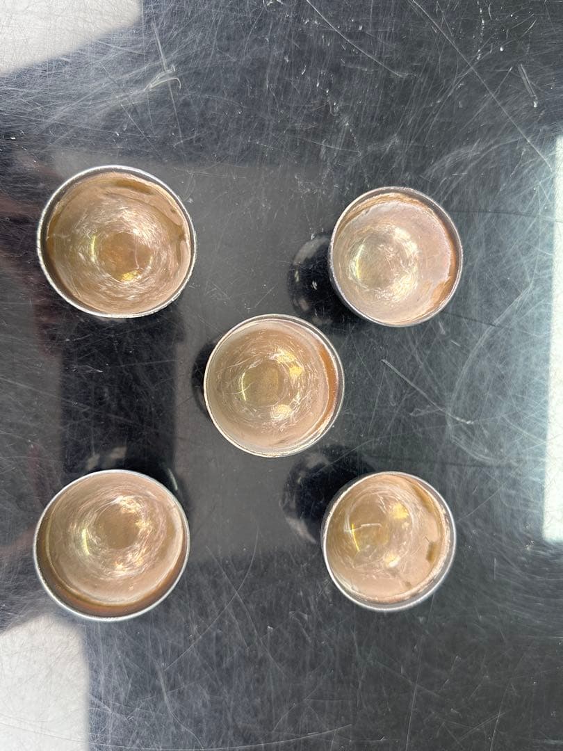 松榮堂 銀製 かぼちゃ型水差しと茶碗5個セット