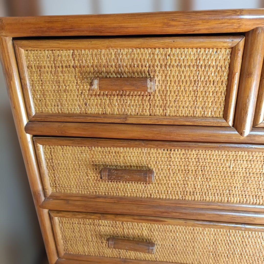 ラタン藤　大容量5段チェスト　ヴィンテージ