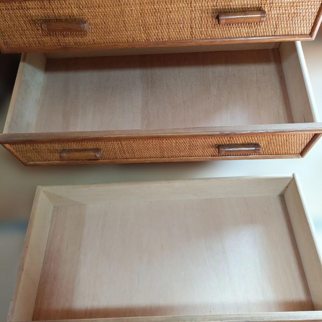 ラタン藤　大容量5段チェスト　ヴィンテージ