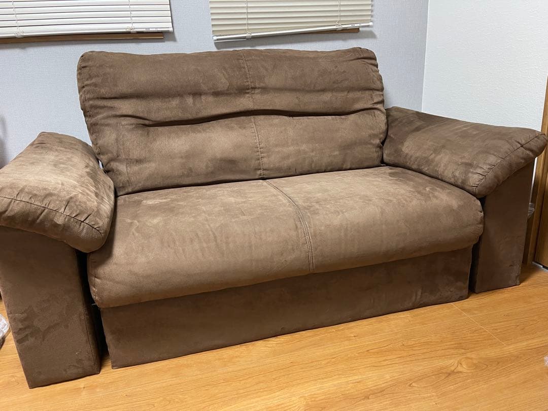 IKEA 2人掛けソファ 中古 ブラウン スエード風 送料無料