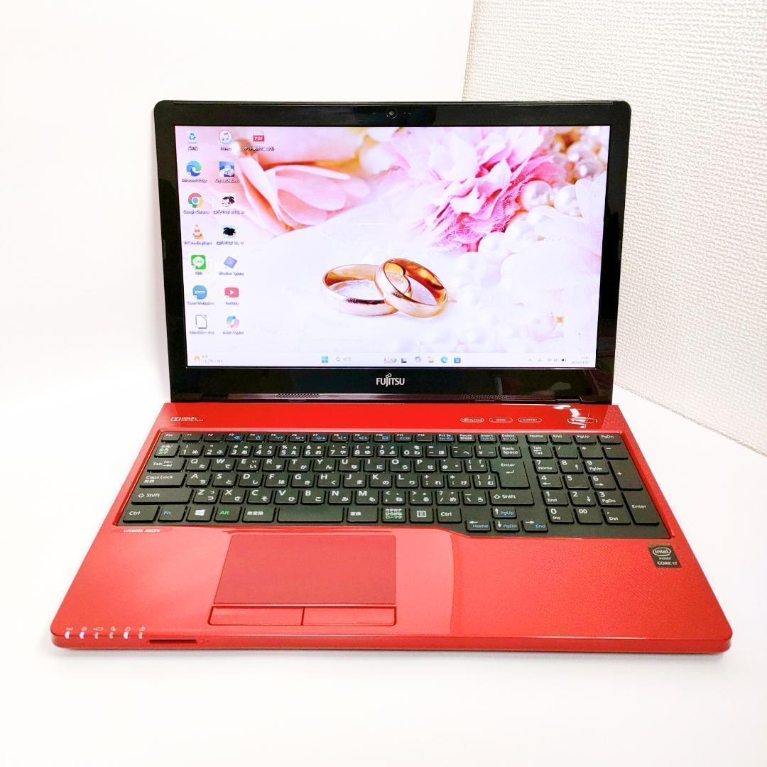 Corei7✨️Windows11/SSD/カメラ付き赤ノートパソコン/富士通