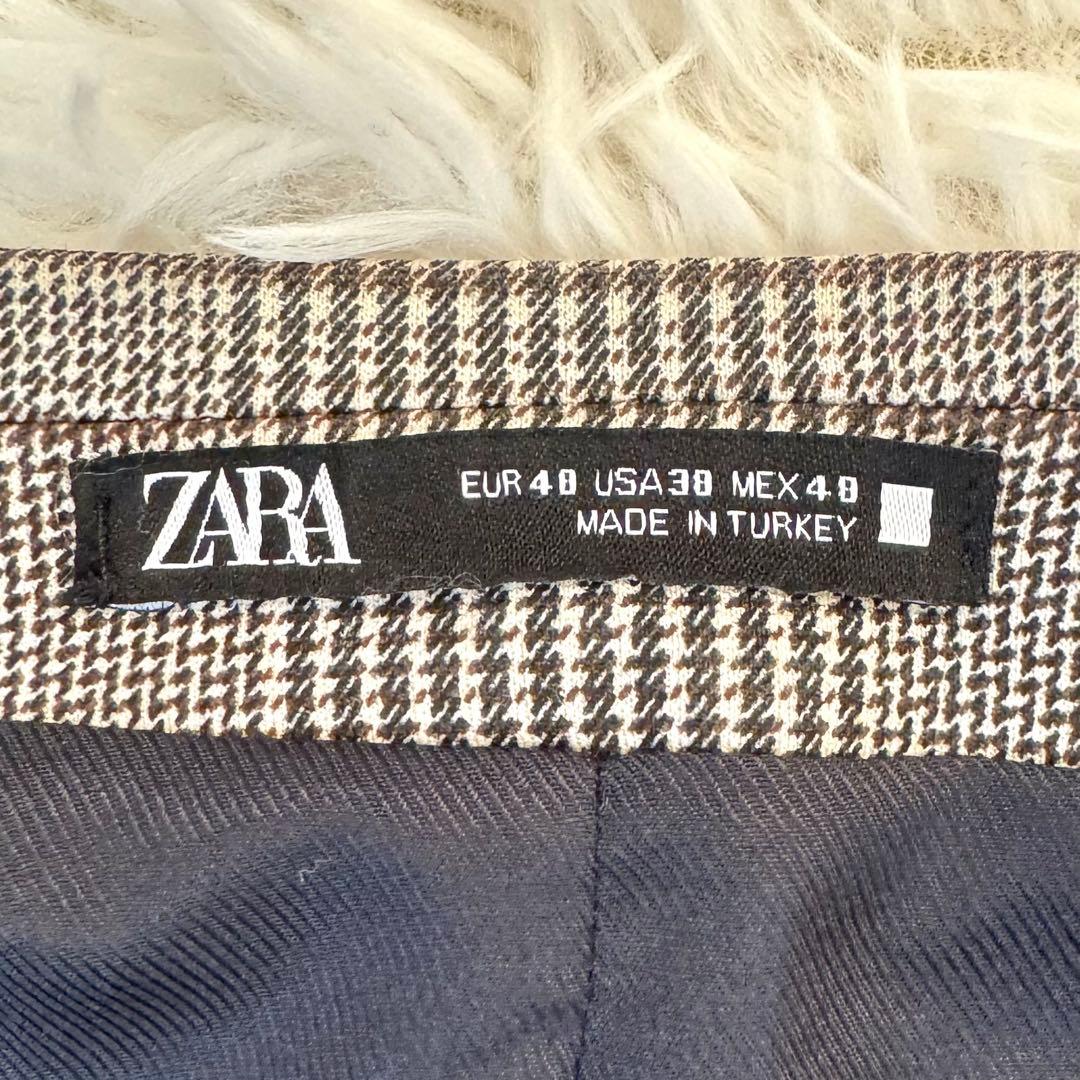 【美品】ZARA グレンチェック 4WAY ストレッチ スーツ 38 L