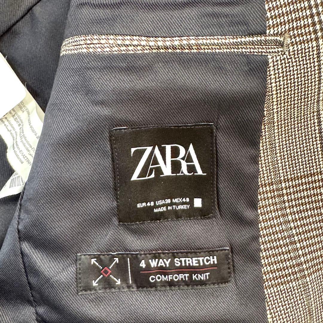 【美品】ZARA グレンチェック 4WAY ストレッチ スーツ 38 L