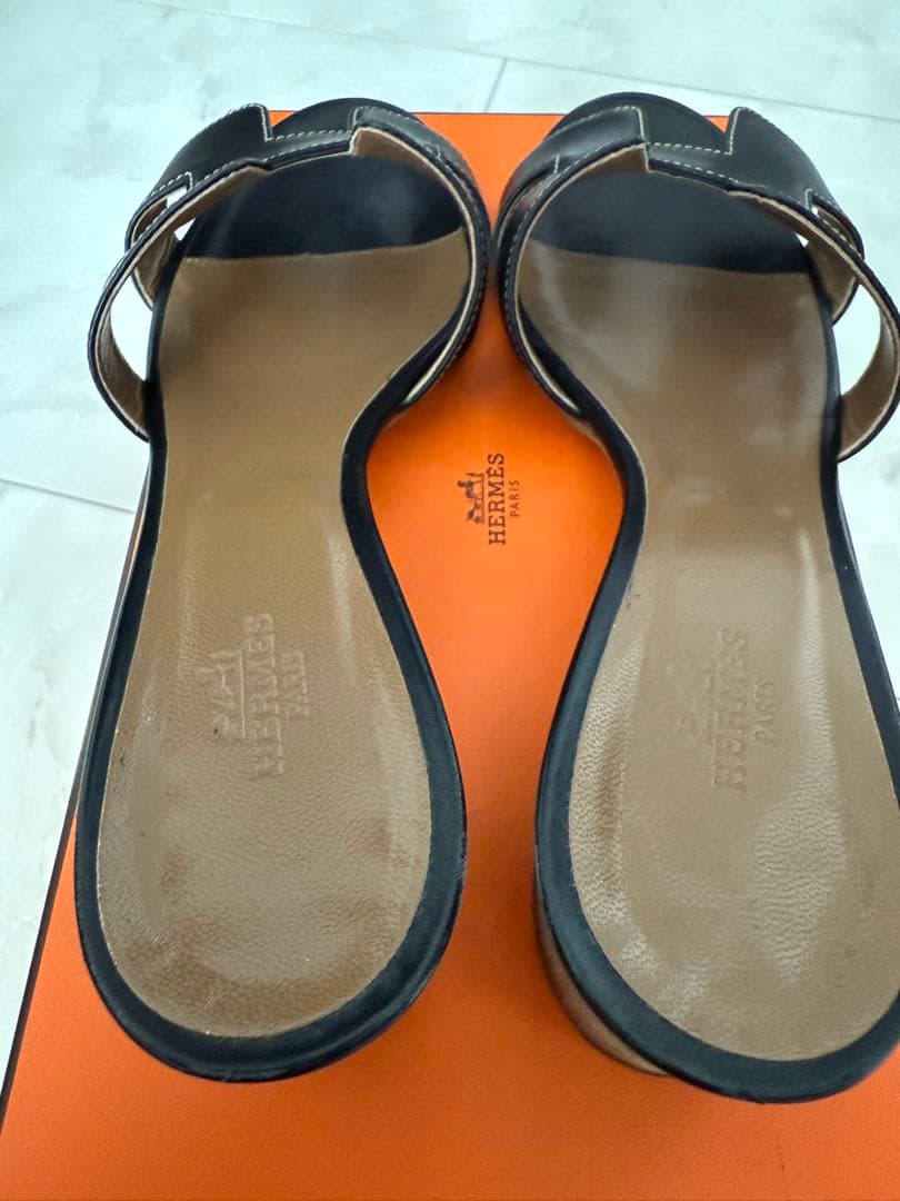 HERMESエルメス　レディスサンダル 《オアジス》黒　38.5