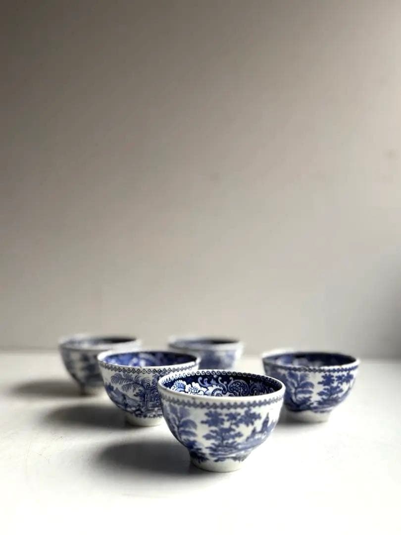 753 アンティーク オランダ デルフト焼 ティーボウル 煎茶椀 5客 金継ぎ