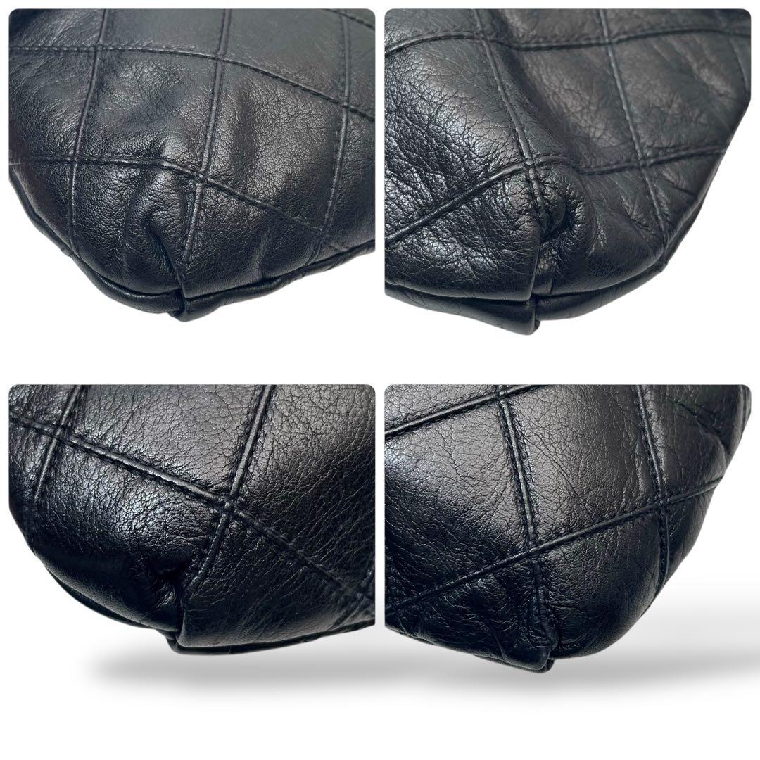 シャネル マトラッセ ビコローレ ラムスキン ウエストポーチ バッグ 黒色