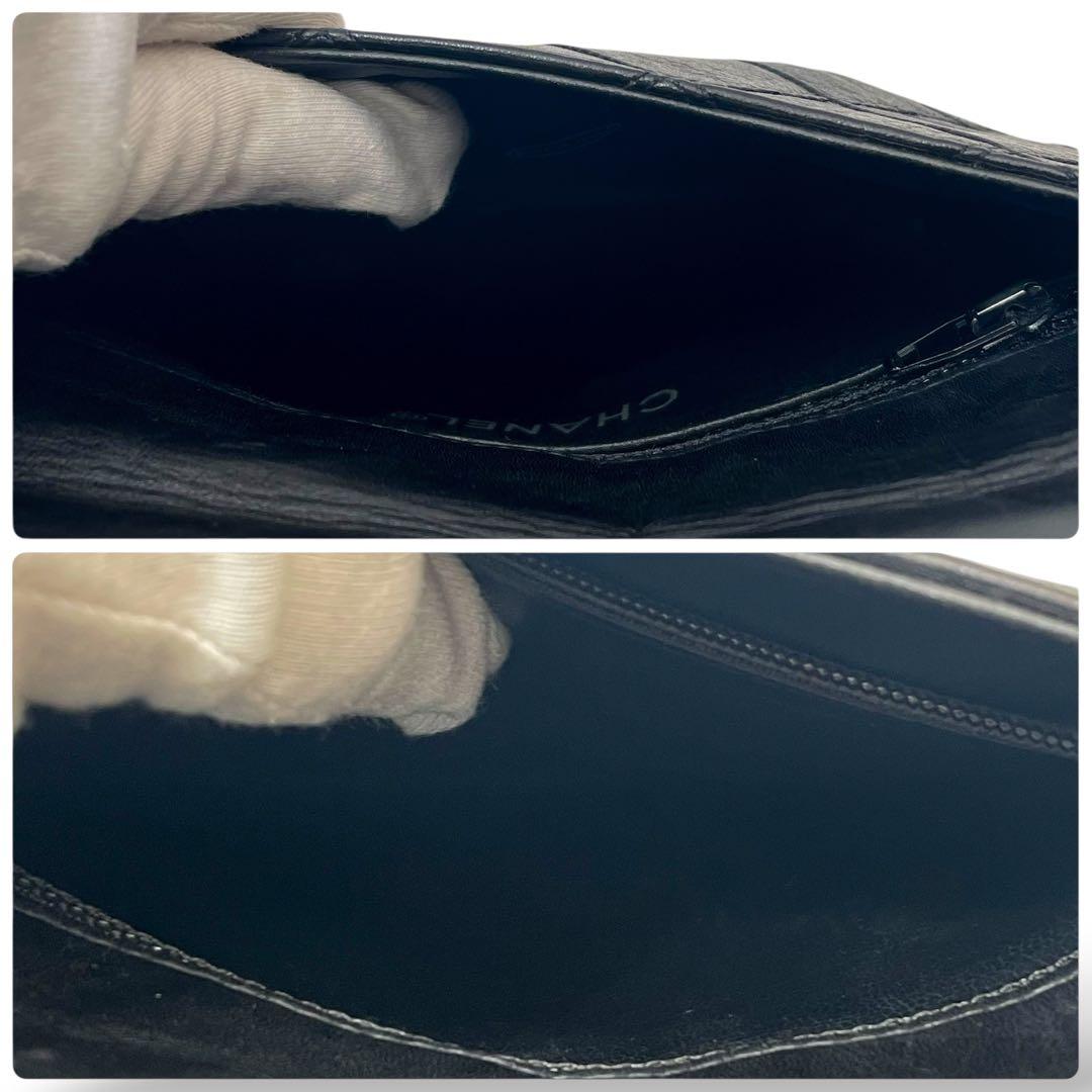 シャネル マトラッセ ビコローレ ラムスキン ウエストポーチ バッグ 黒色