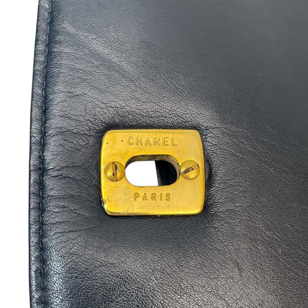 シャネル マトラッセ ビコローレ ラムスキン ウエストポーチ バッグ 黒色