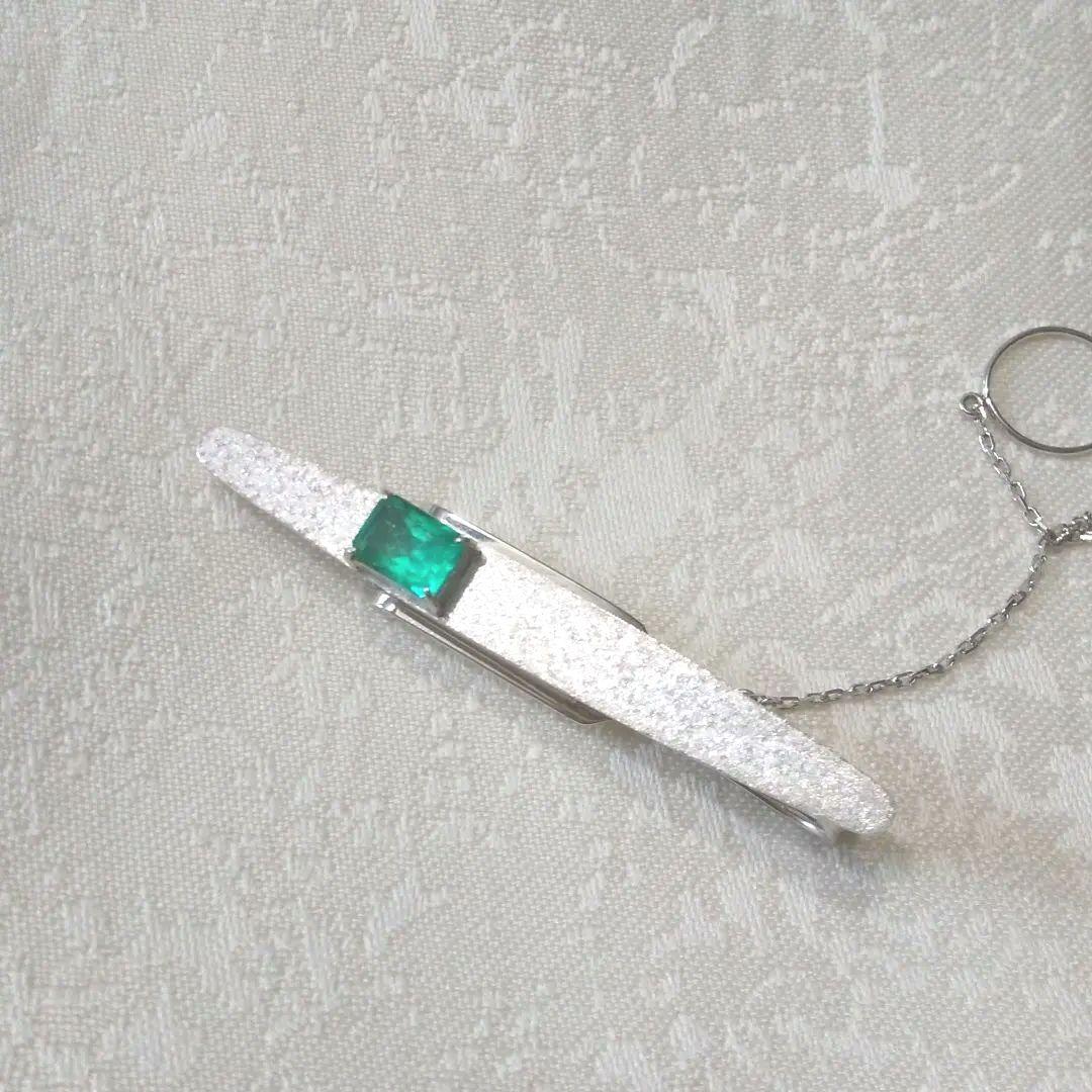 M*u様 エメラルド 0.78 K14 WGホワイトゴールド タイピン★3.8g