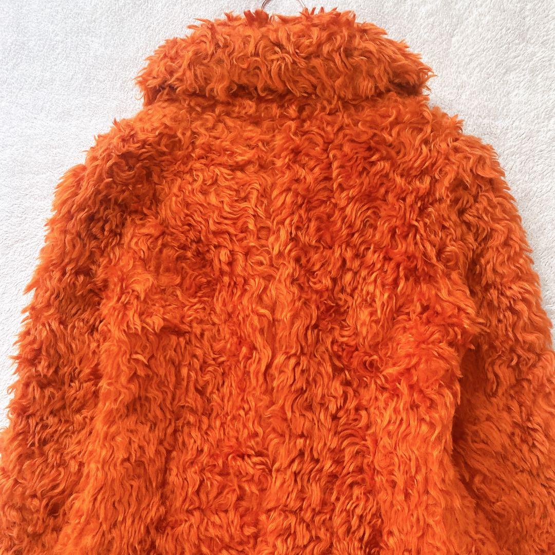 【PRIDE】新品　プライド　オレンジ　モヘア　ウェーブファー　カール　コート