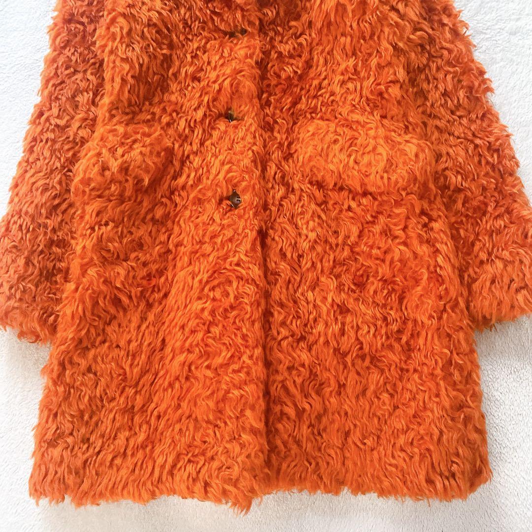 【PRIDE】新品　プライド　オレンジ　モヘア　ウェーブファー　カール　コート