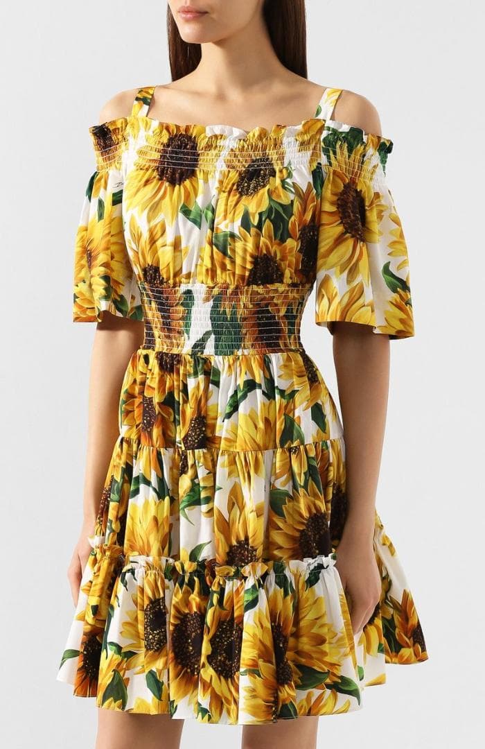 美品 DOLCE&GABBANA ドルチェ&ガッバーナ ひまわり柄ワンピース