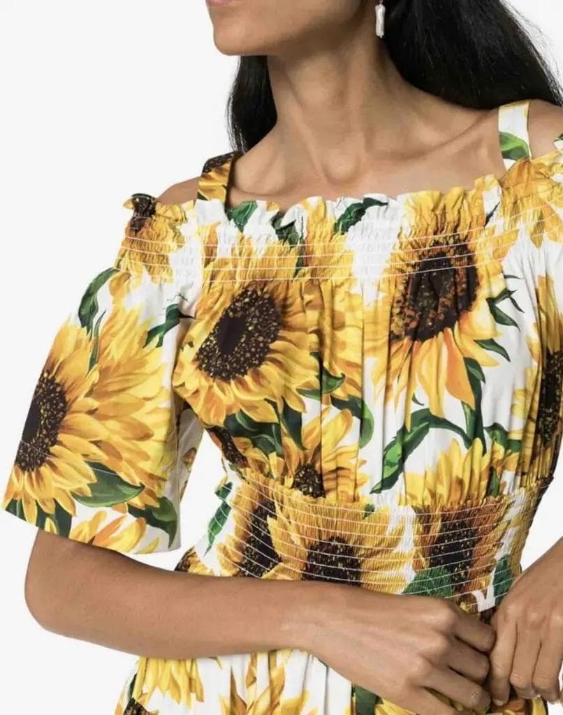 美品 DOLCE&GABBANA ドルチェ&ガッバーナ ひまわり柄ワンピース