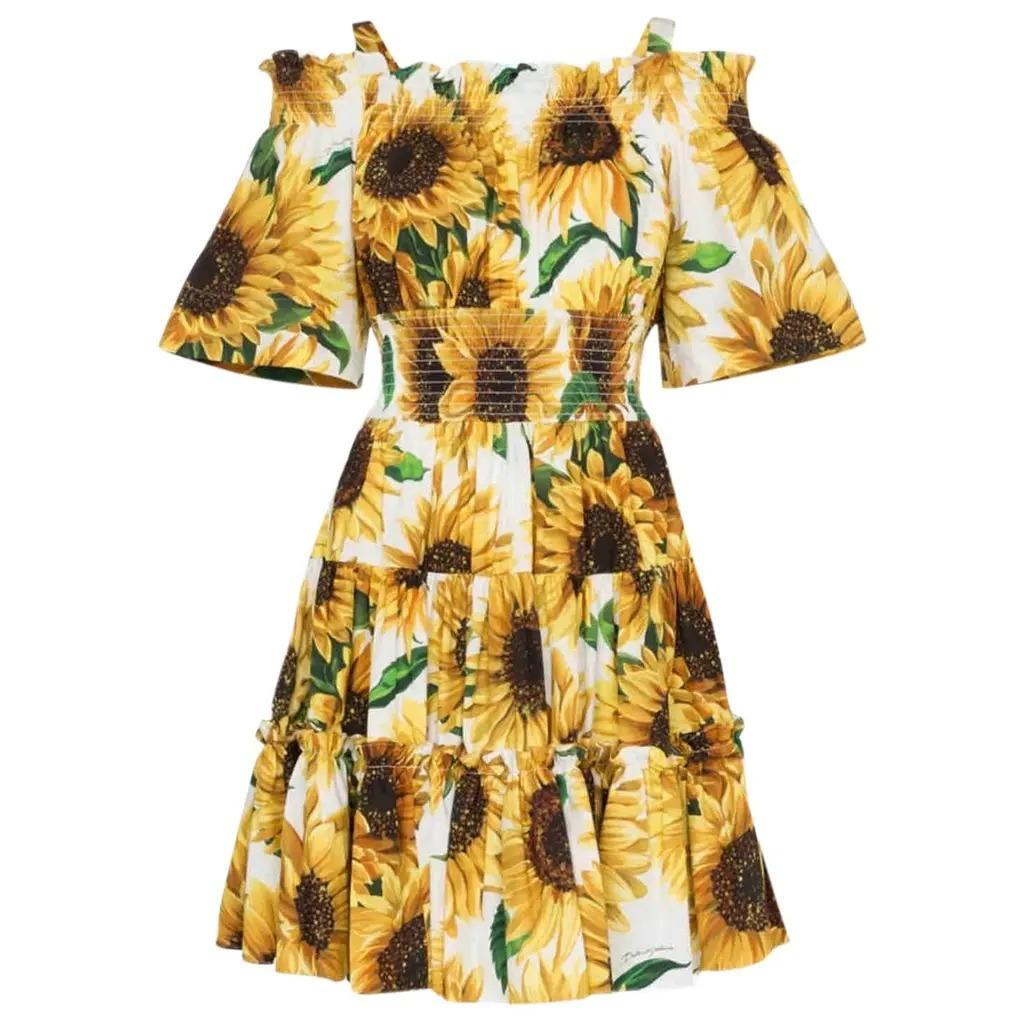美品 DOLCE&GABBANA ドルチェ&ガッバーナ ひまわり柄ワンピース
