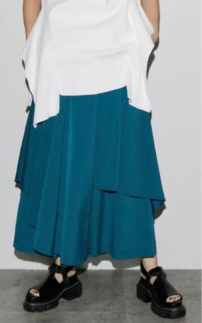 UN3D. ASYMME LAYERED PANTS ターコイズ