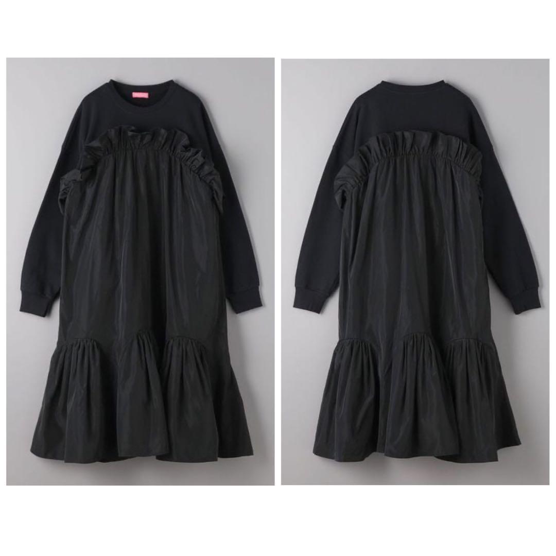 【VIVIANO】新品未使用タグ付＊イソザイフリルワンピース　ドッキング　黒　S