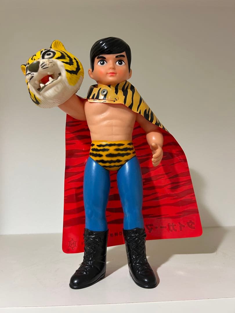 【美品】　タイガーマスク　当時物　中嶋製作所　面取れ　旧バンダイ　ソフビ　面トレ