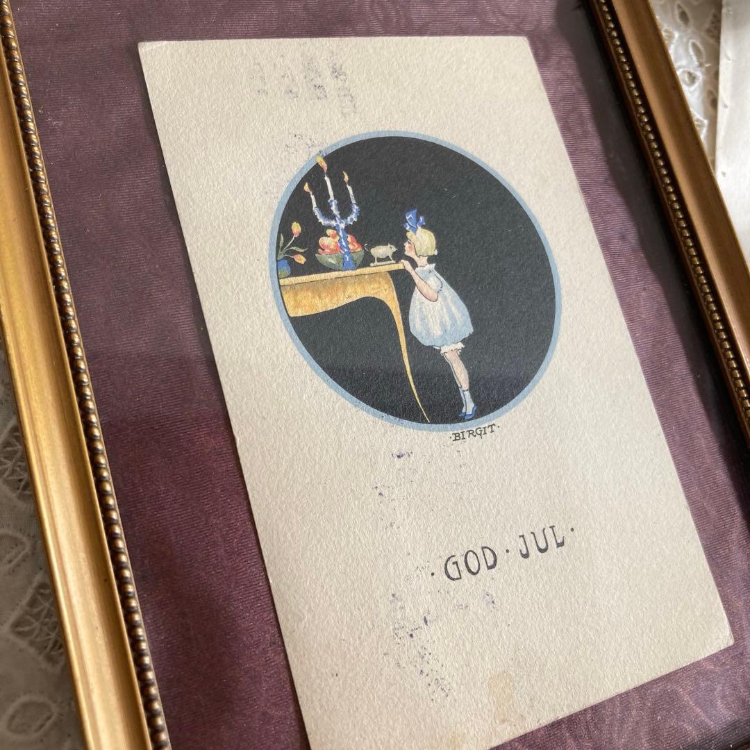 アンティークフレームD★1920年代超希少なBIRGITのアンティークカード入り