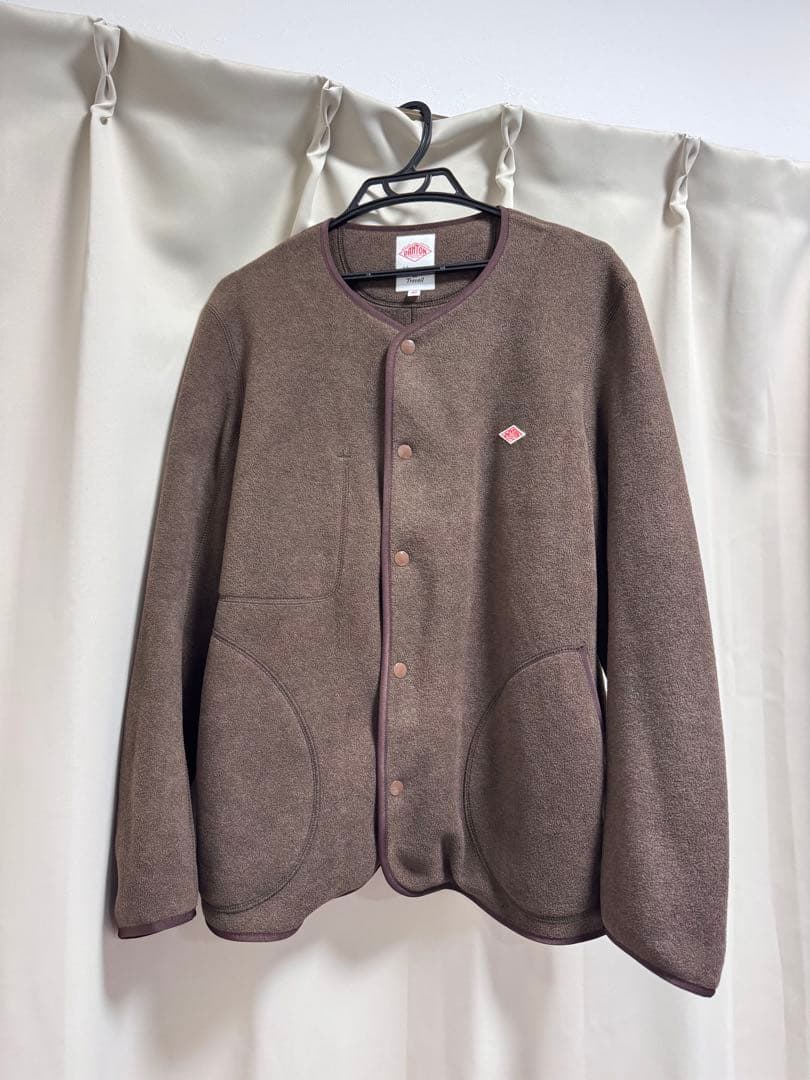 【美品】DANTON（ダントン） ノーカラーフリースジャケット　カーディガン
