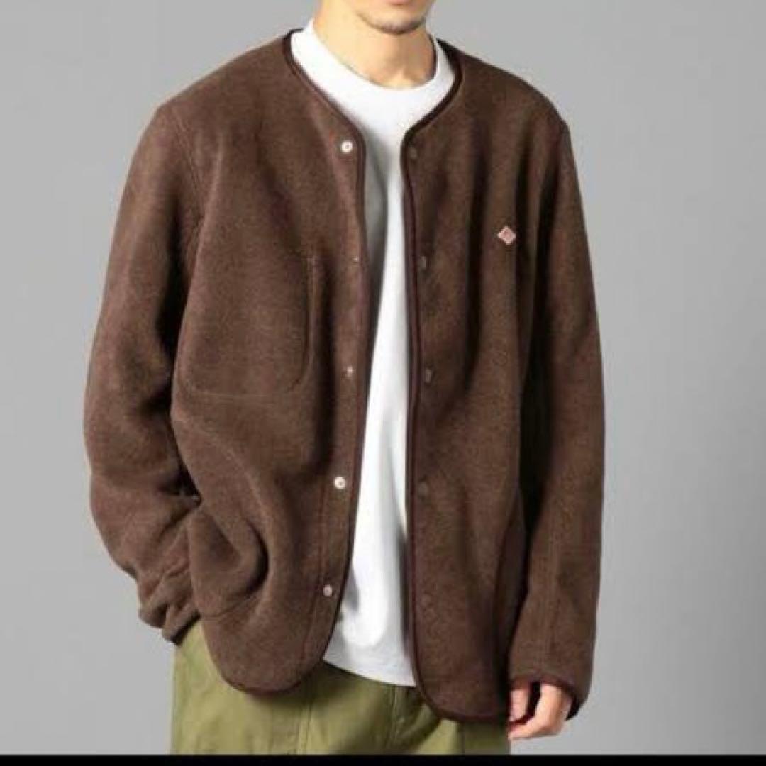 【美品】DANTON（ダントン） ノーカラーフリースジャケット　カーディガン