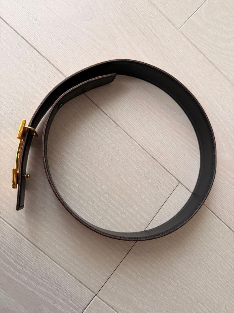 HERMES Hベルト ブラウン レザー 箱付き　あんしん鑑定済