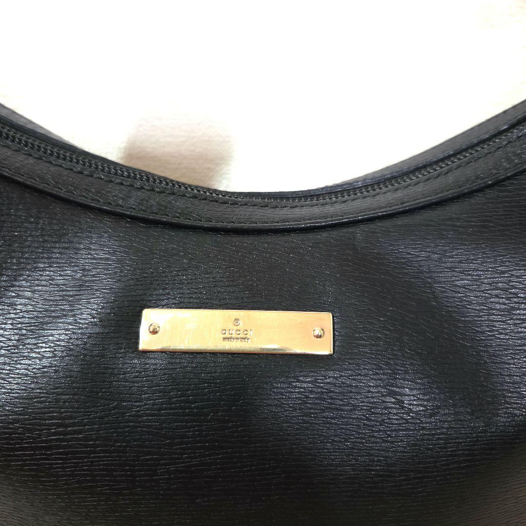 GUCCI グッチ☆ワンショルダーバッグ オールレザー ブラック プレート