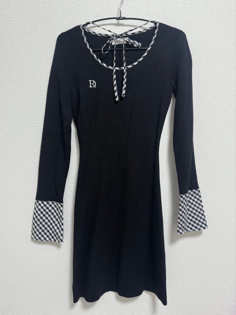 Darich チェックリボンニットミニワンピース　FL