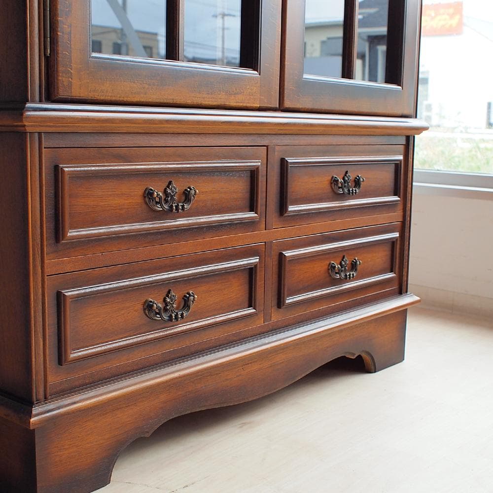 80's カリモク/karimoku コロニアル カップボード 食器棚