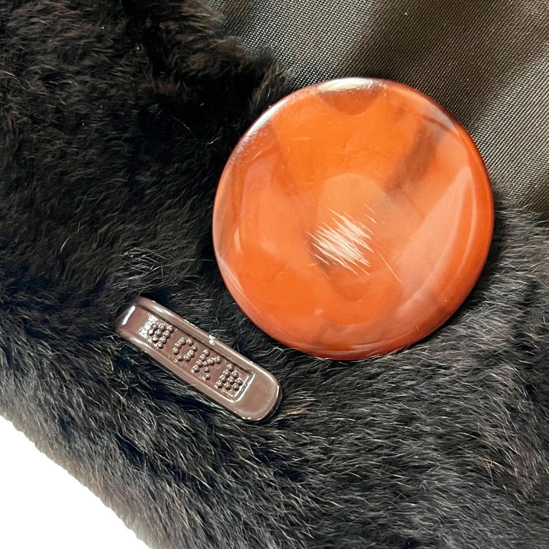 総丈97 フード付 ミンクシェアード リアルファーロングコート XL ブラック